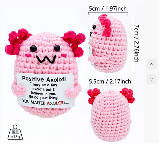 Hand Crocheted Axolotl Positive Pal